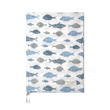 Krasilnikoff - KW11831 - Geschirrtuch, Fische, weiß, Baumwolle, Bedruckt, 50cm x 70cm im Sale